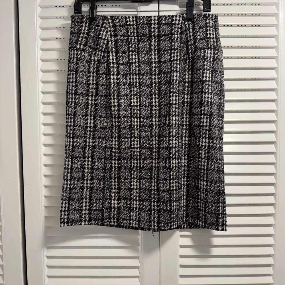 Michael Kors Black and White Checkered Pencil Skirt